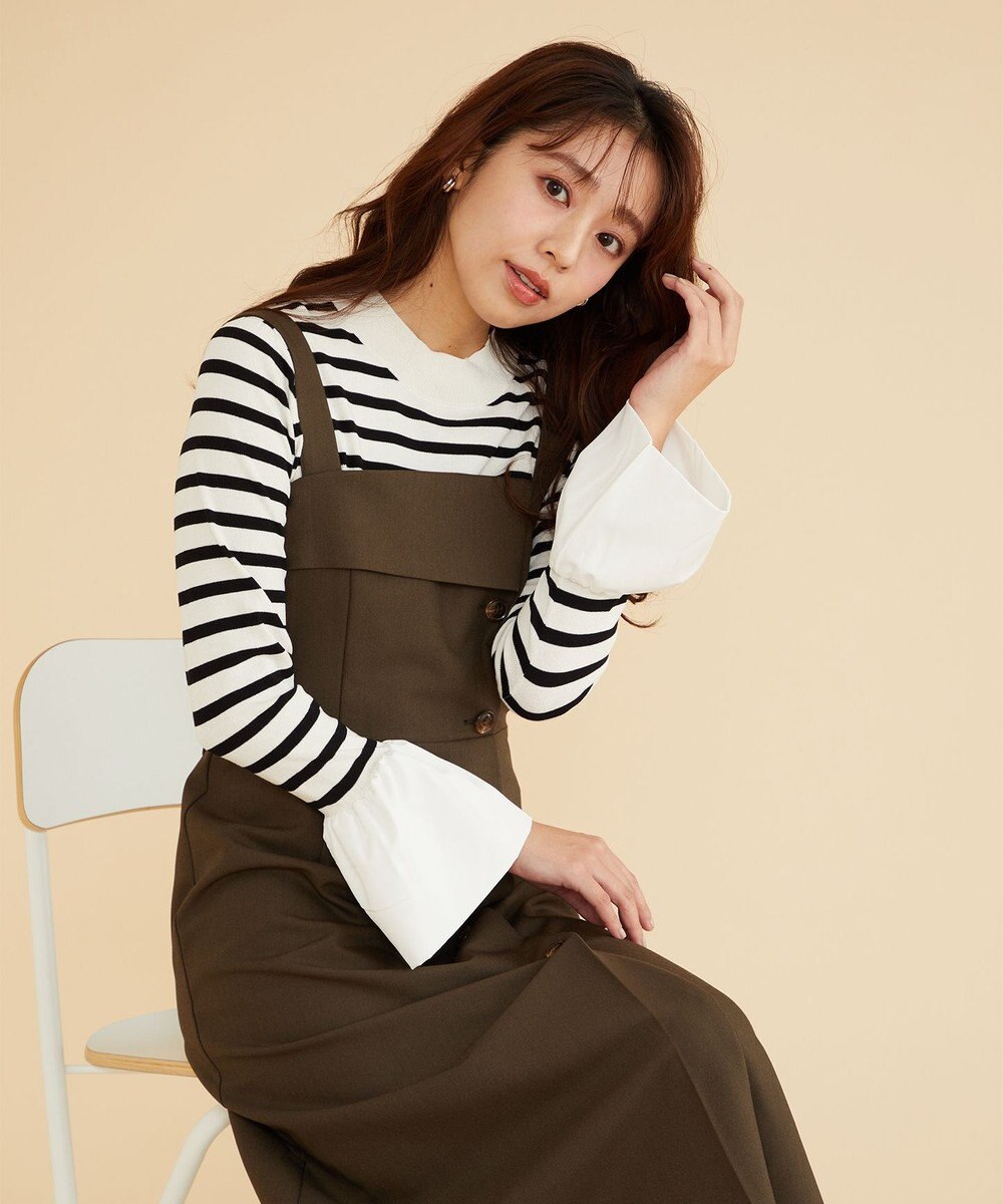 Feroux 【洗える】袖フレアボーダー ニット 