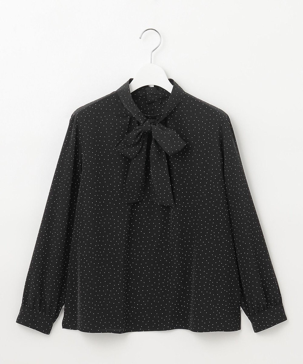 J.PRESS LADIES 【洗える】フェミニッシュパウダー dots ボウタイ ブラウス 