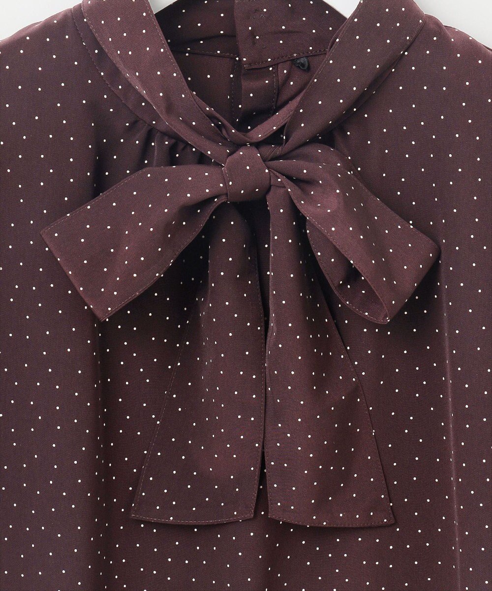 J.PRESS LADIES 【洗える】フェミニッシュパウダー dots ボウタイ ブラウス 