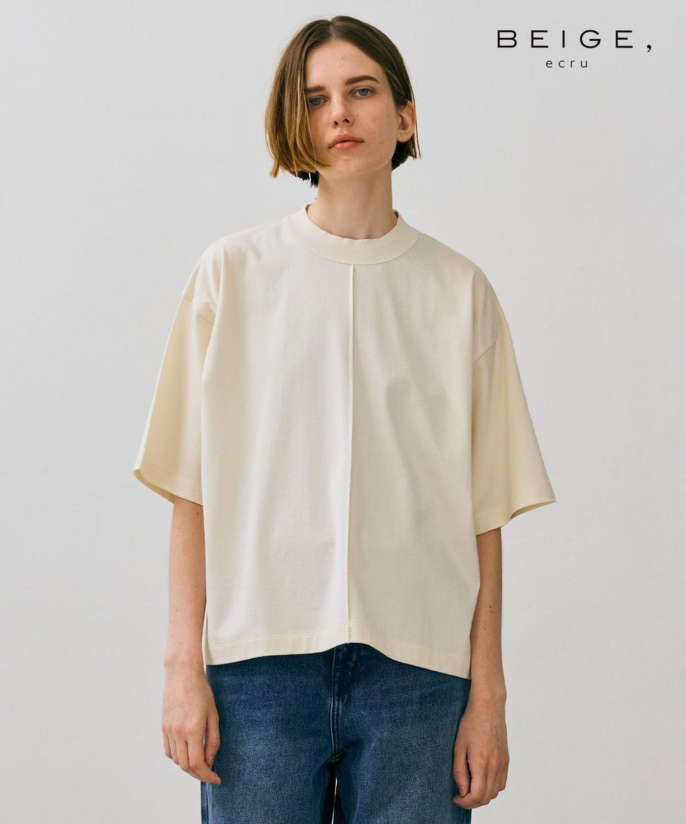 BEIGE， 【BEIGE,ecru/WEB限定・洗える】JERSEY STITCH / コットンハーフスリーブトップス Ecru