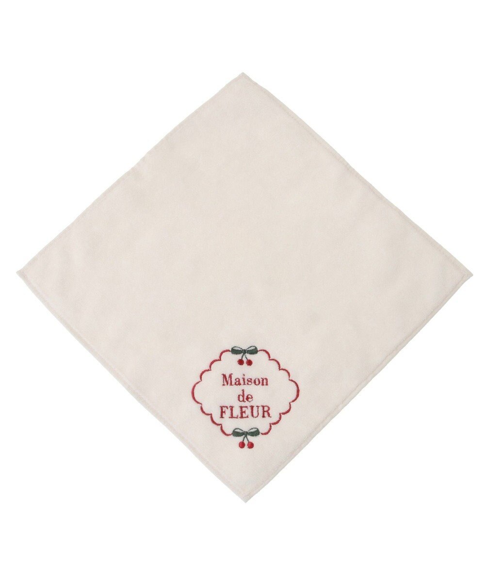 Maison de FLEUR チェリー刺繍タオルハンカチ 
