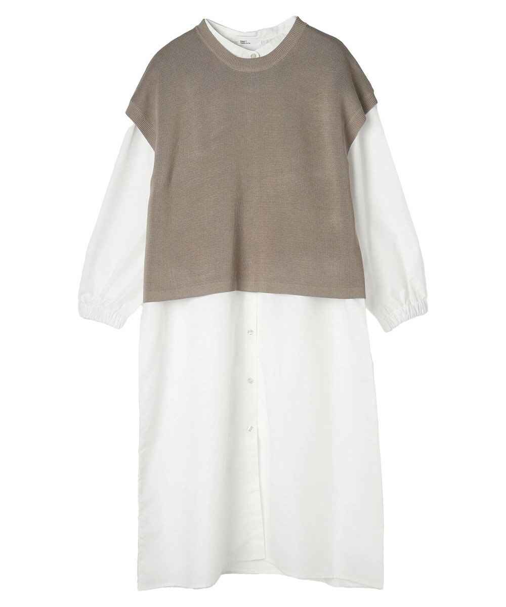 CRAFT STANDARD BOUTIQUE 【洗える】ニットベスト+シャツワンピースSET-B 