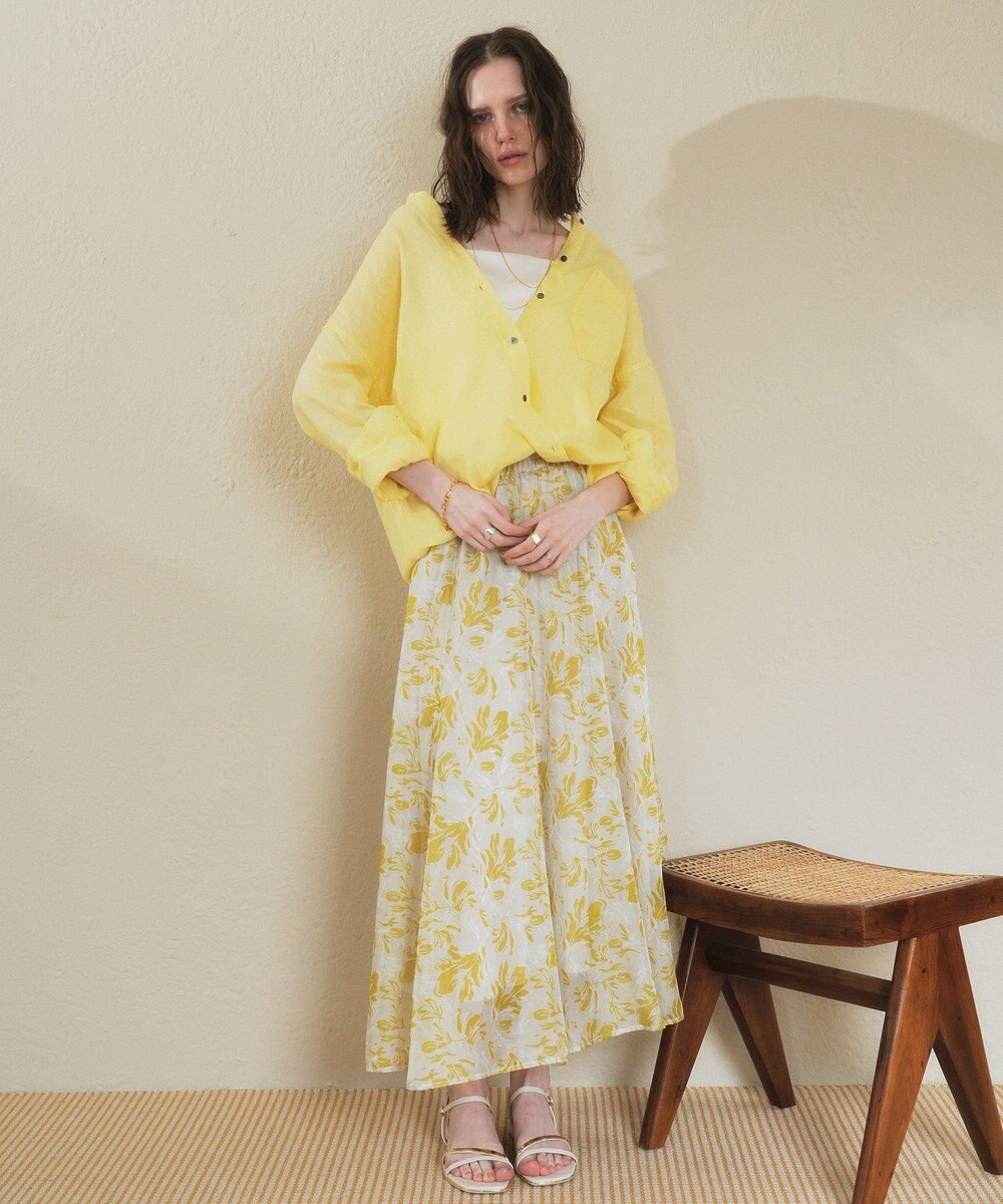 YECCA VECCA ボタニカル柄シアーロングスカート 
