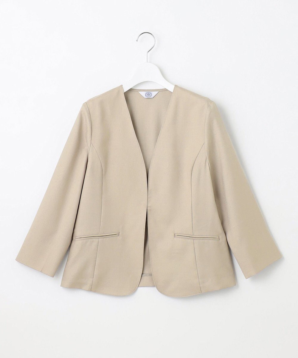 J.PRESS LADIES 【セットアップ対応・洗える・UVケア・速乾】 OXIJEWELストレッチ ノーカラー ジャケット 