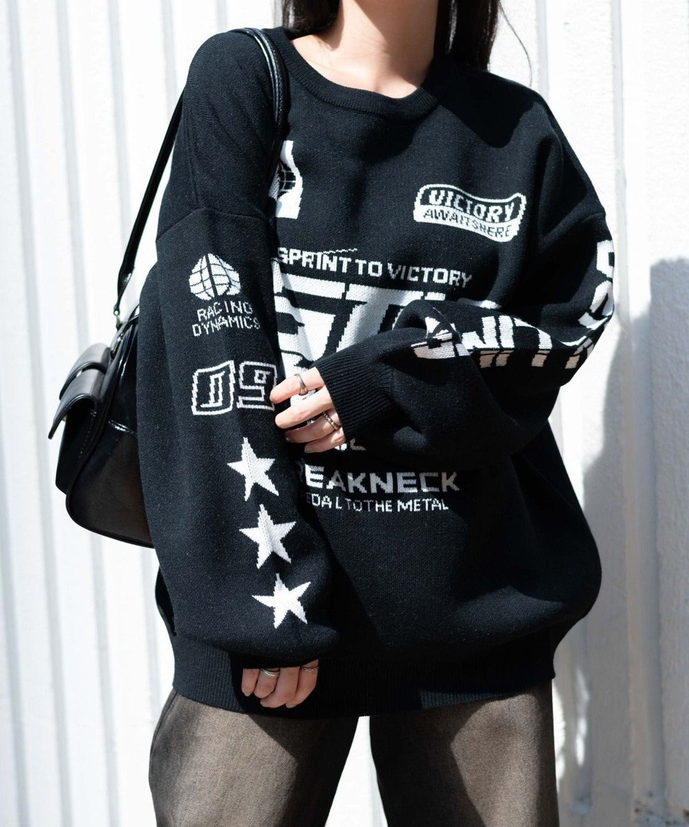 WEGO スポーツグラフィックジャガードニット 