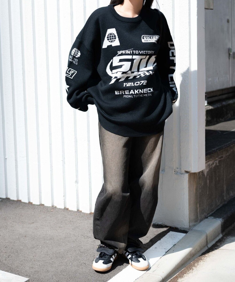 WEGO スポーツグラフィックジャガードニット 