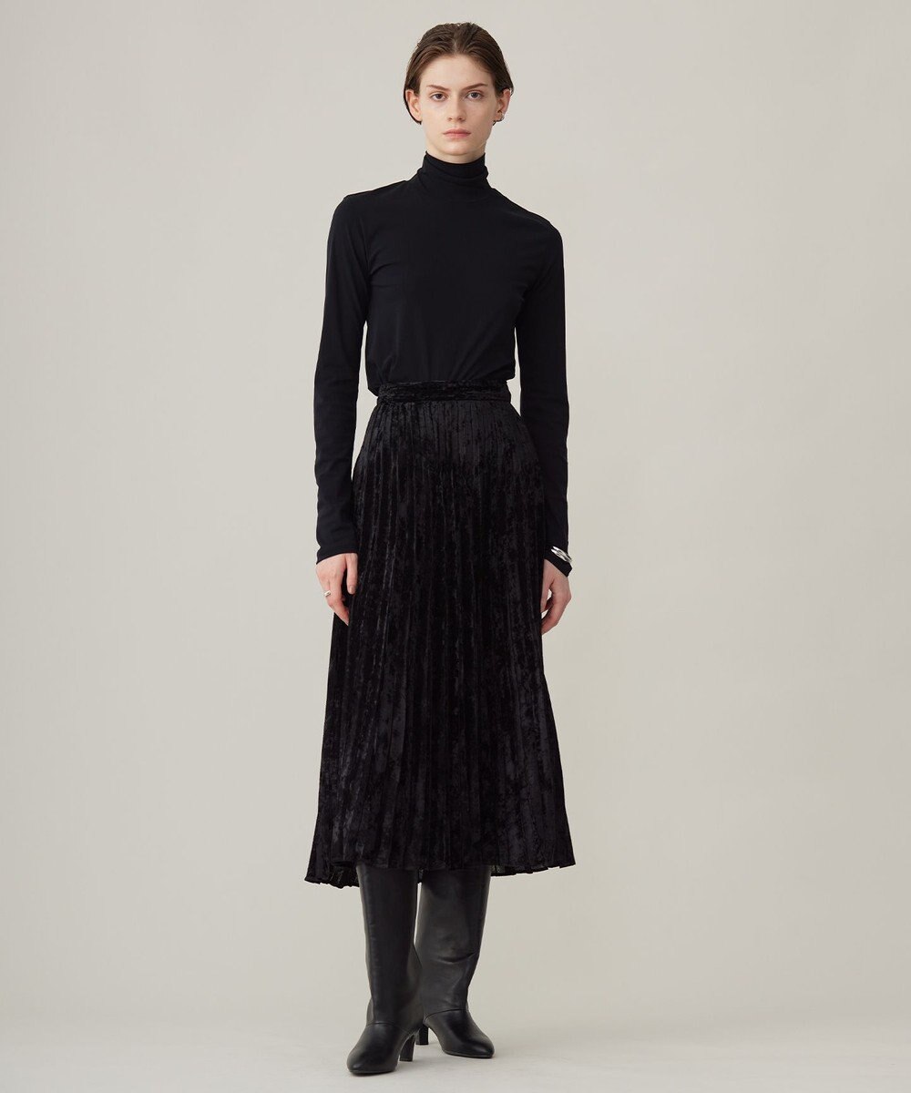 ICB 【洗える】 シアーベルベット プリーツスカート 