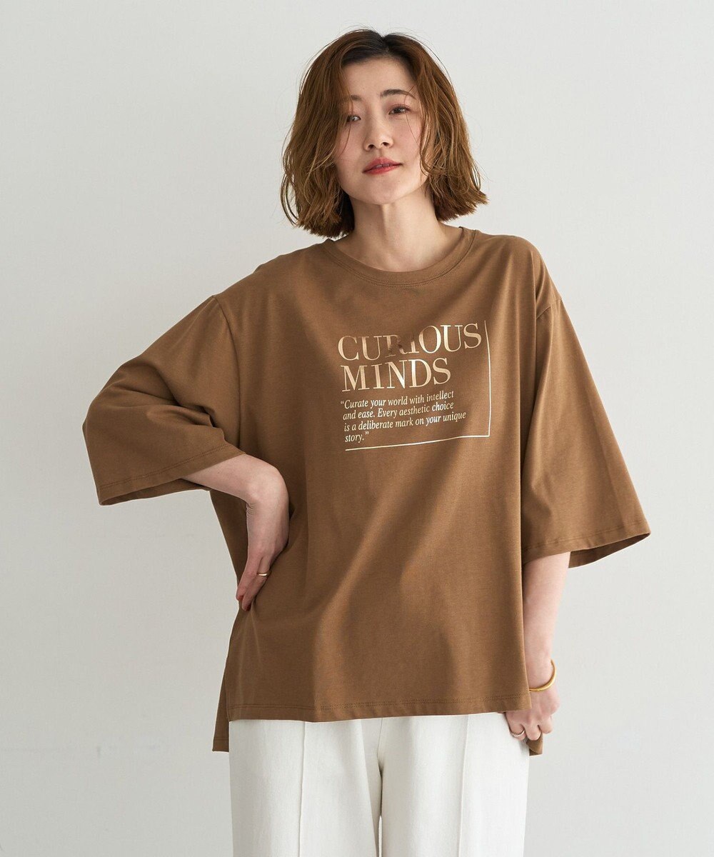 YECCA VECCA 【UVカット】ワイドスリーブ箔プリントTee 