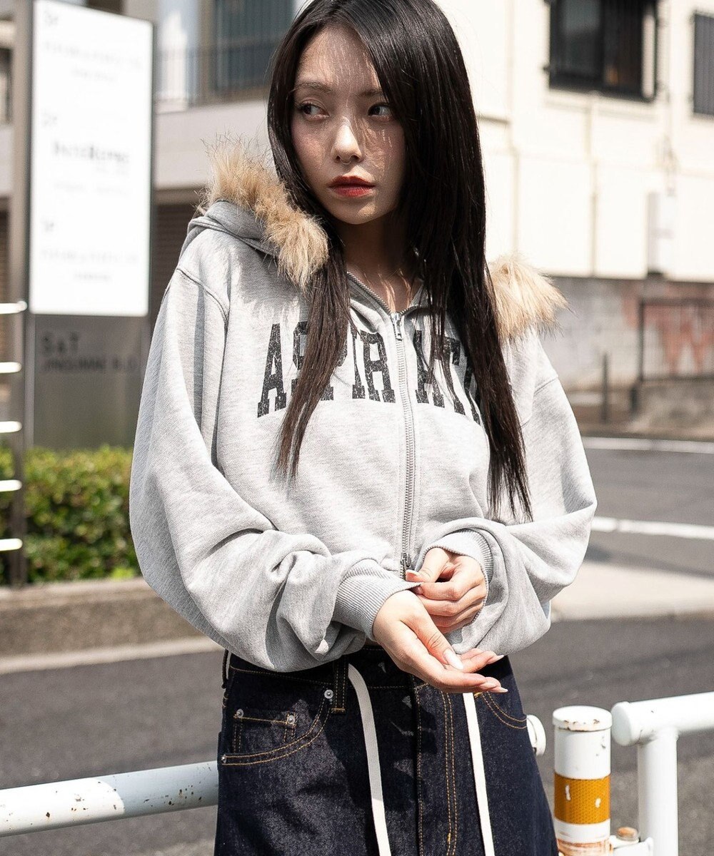 WEGO ファーフードショートZIPパーカー 