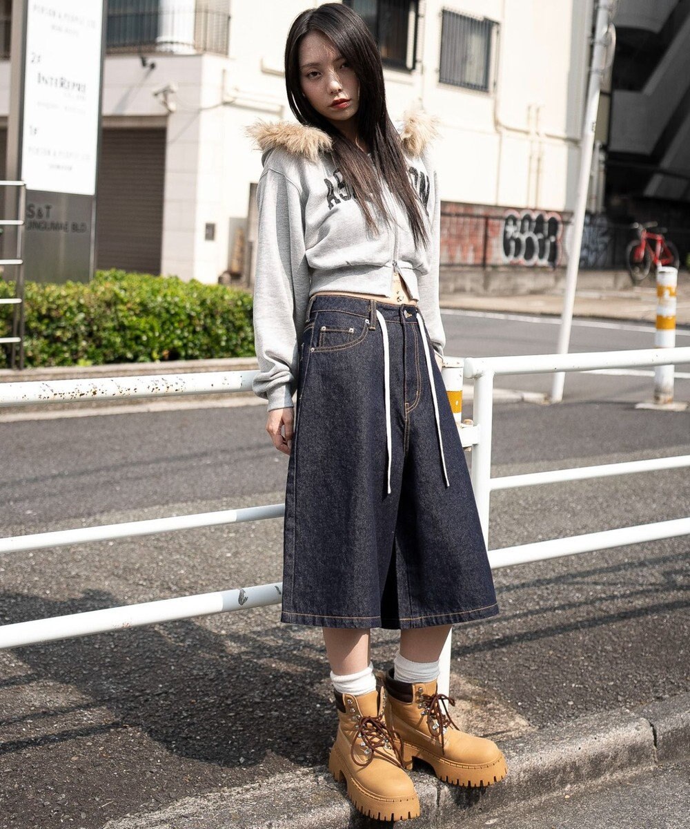 WEGO ファーフードショートZIPパーカー 