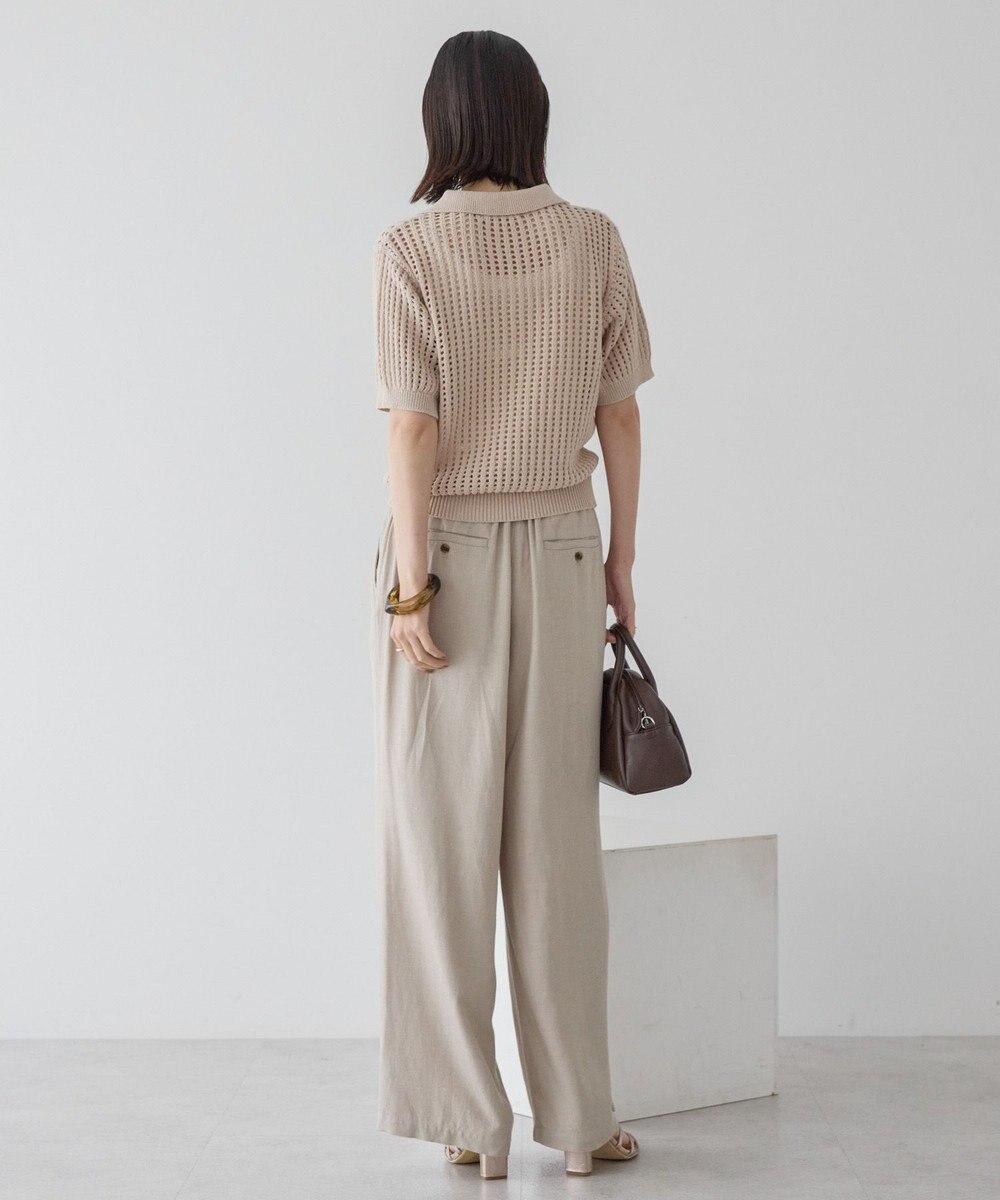 AMERICAN HOLIC 衿付きメッシュ編み半袖ニットプルオーバー 