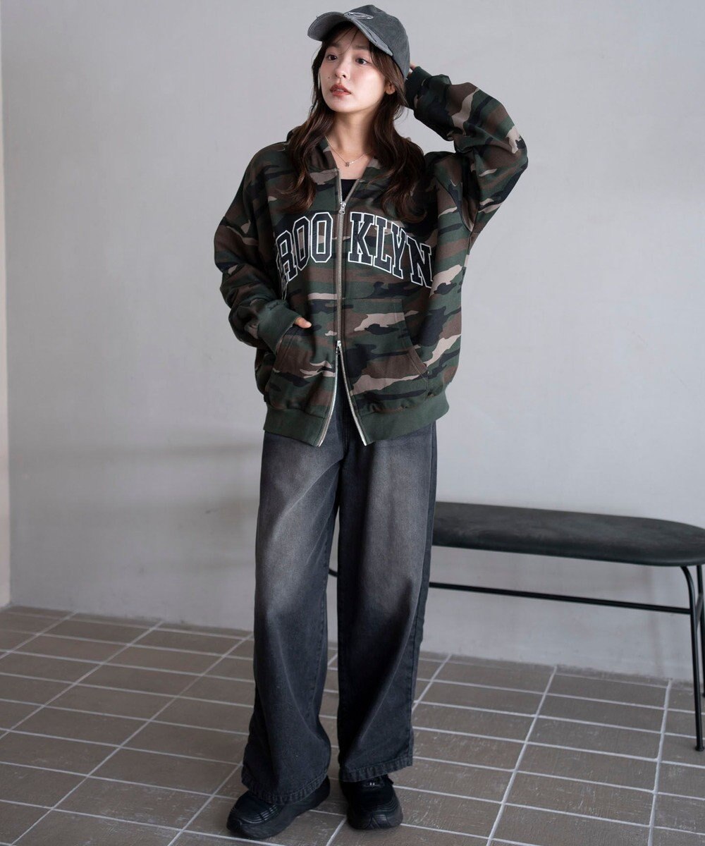 WEGO グラフィックBIGZIPパーカー 