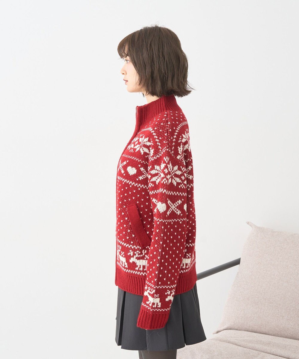 earth music&ecology ダブルzipノルディックカウチンニットカーディガン 