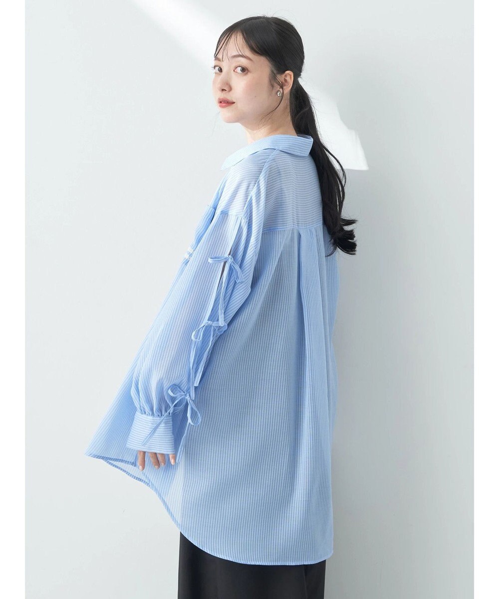 earth music&ecology 袖スリットリボンロングシャツ 