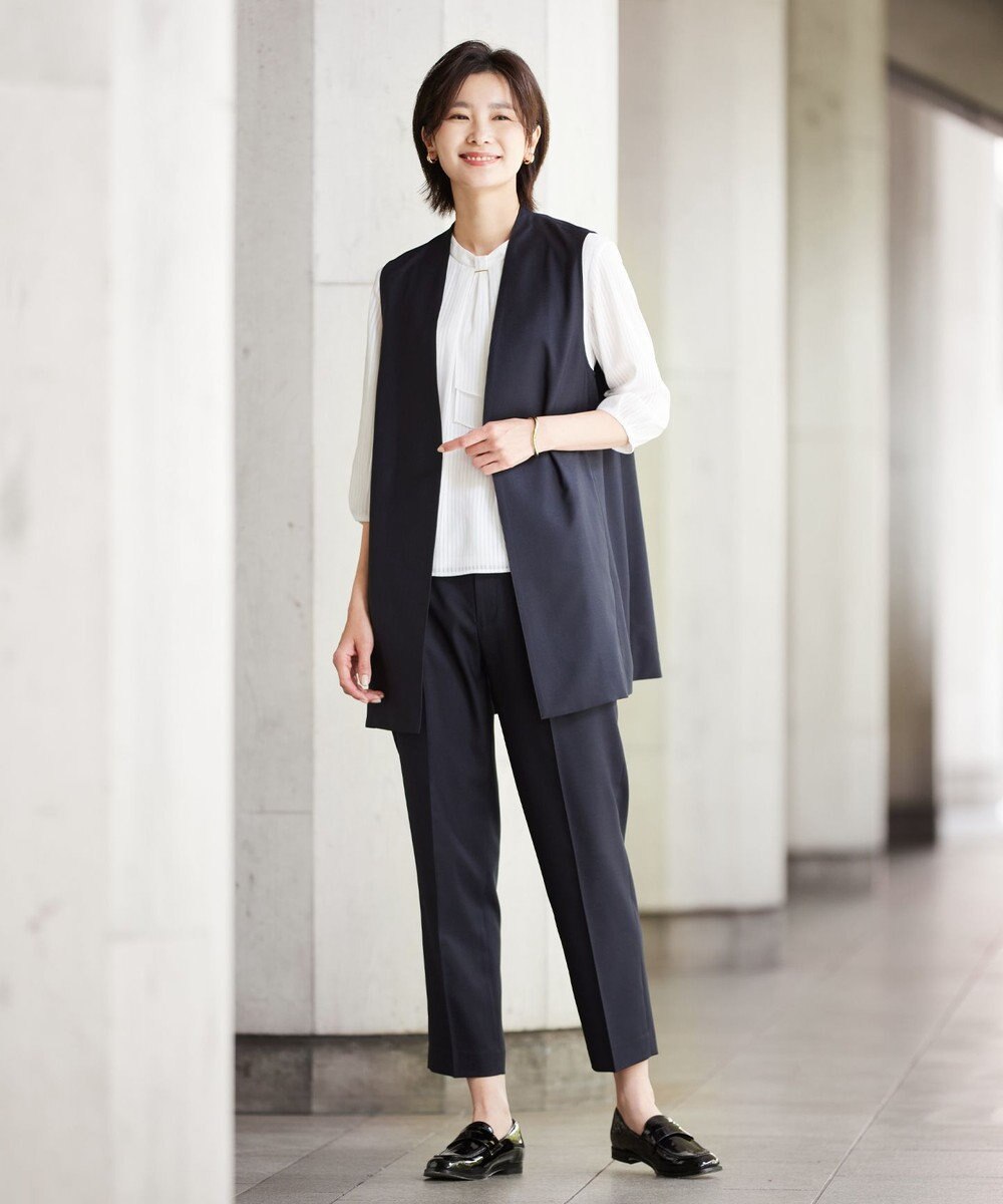 J.PRESS LADIES 【セットアップ対応・洗える・UVケア・速乾】 OXIJEWELストレッチ テーパード パンツ 