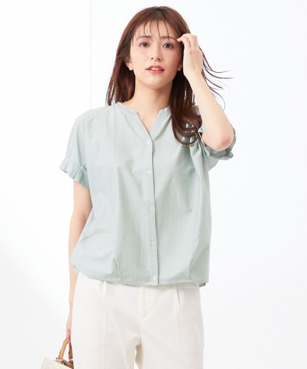 ANY SIS S シルケットストライプ スキッパー カットソー 