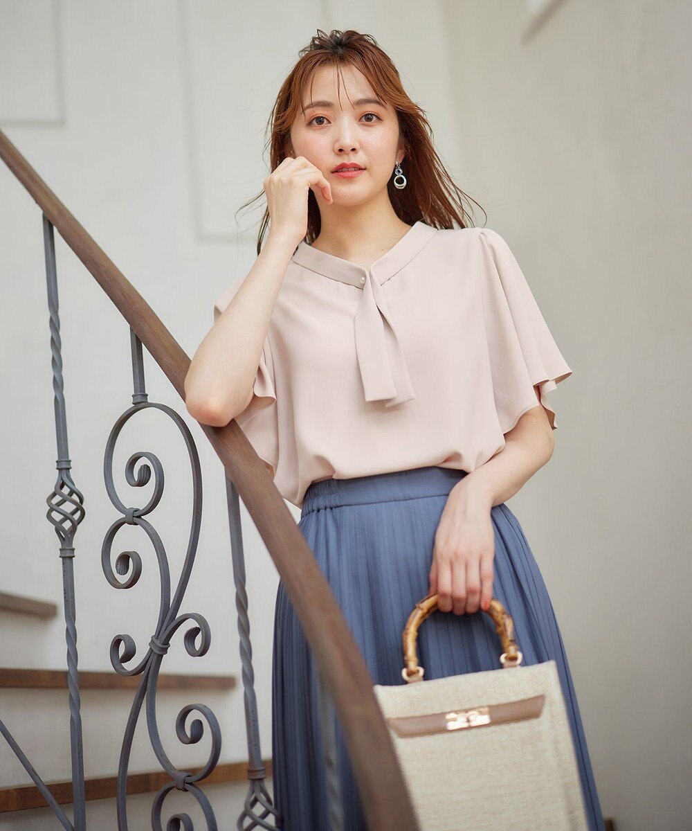 ANY SIS S 【洗える】パール調ボウタイ ブラウス 