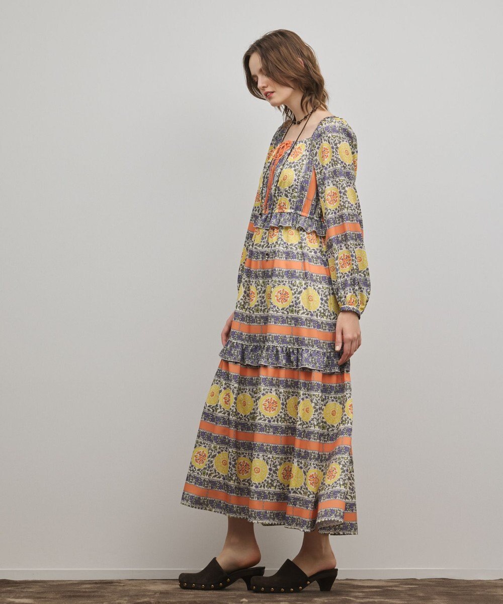 GRACE CONTINENTAL フラワープリントレースアップワンピース 