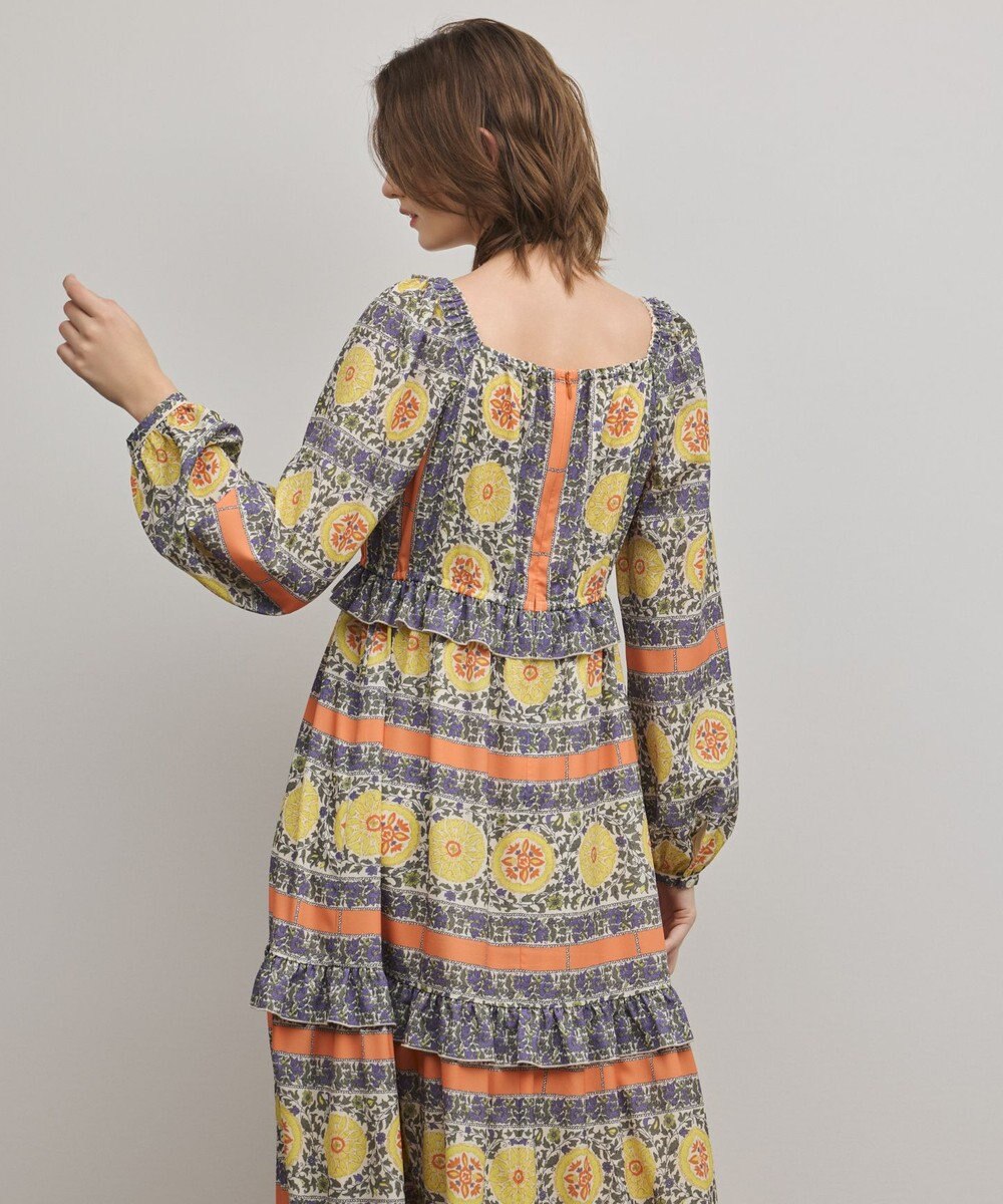 GRACE CONTINENTAL フラワープリントレースアップワンピース 