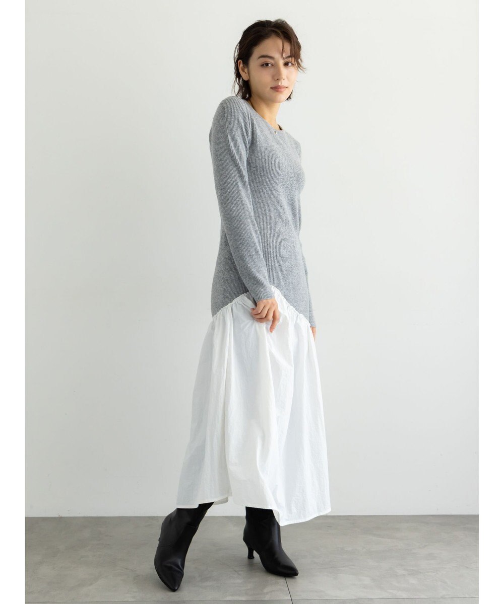 Te chichi 【宮本茉由着用】リブニットドッキングアシメワンピース 
