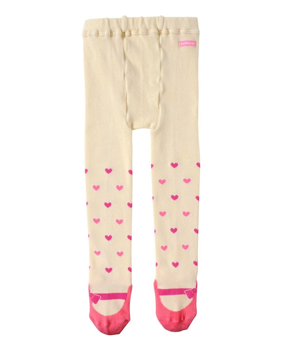 MIKI HOUSE HOT BISCUITS 【70-120cm】 プチハート柄 バレーシューズ風タイツ 