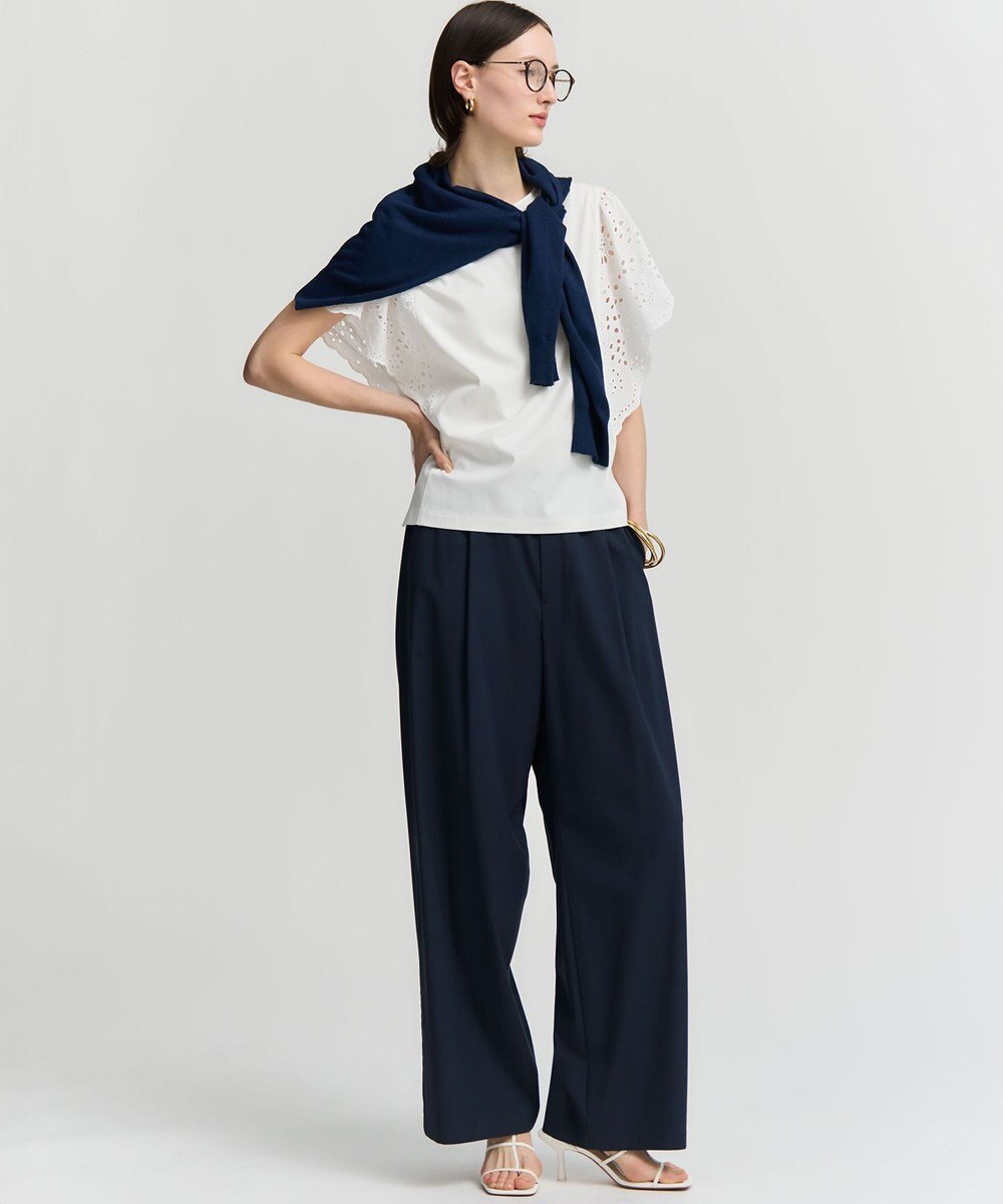 23区 【先行予約】ナチュラルスラブストレッチ ワイドパンツ 