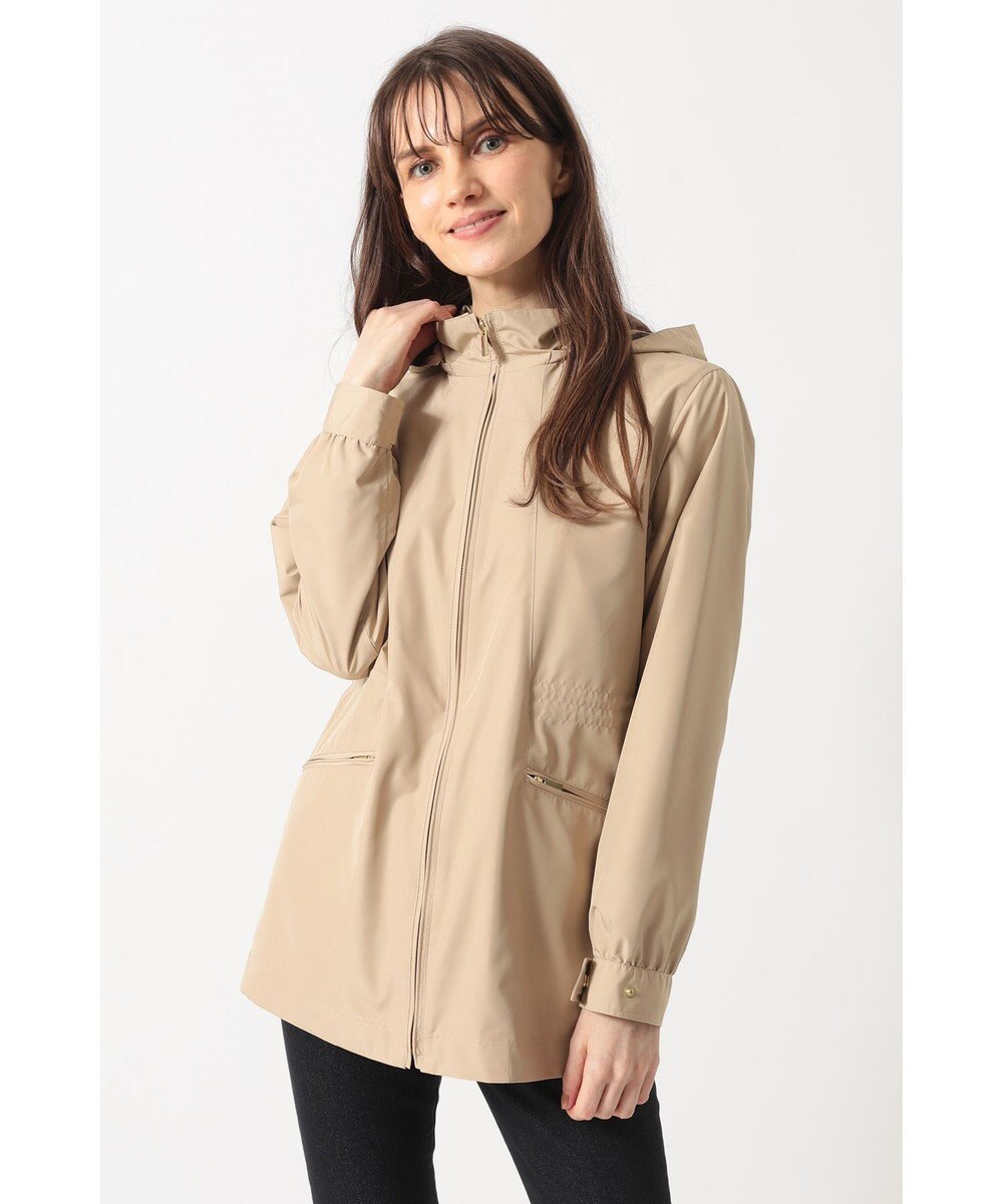 DAKS フーデッドライトタフタブルゾン 