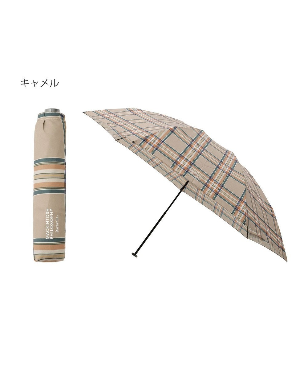 MOONBAT 【大きめ】マッキントッシュ フィロソフィー 折りたたみ傘 Barbrella 超軽量 約140g チェック 60cm UV キャメル