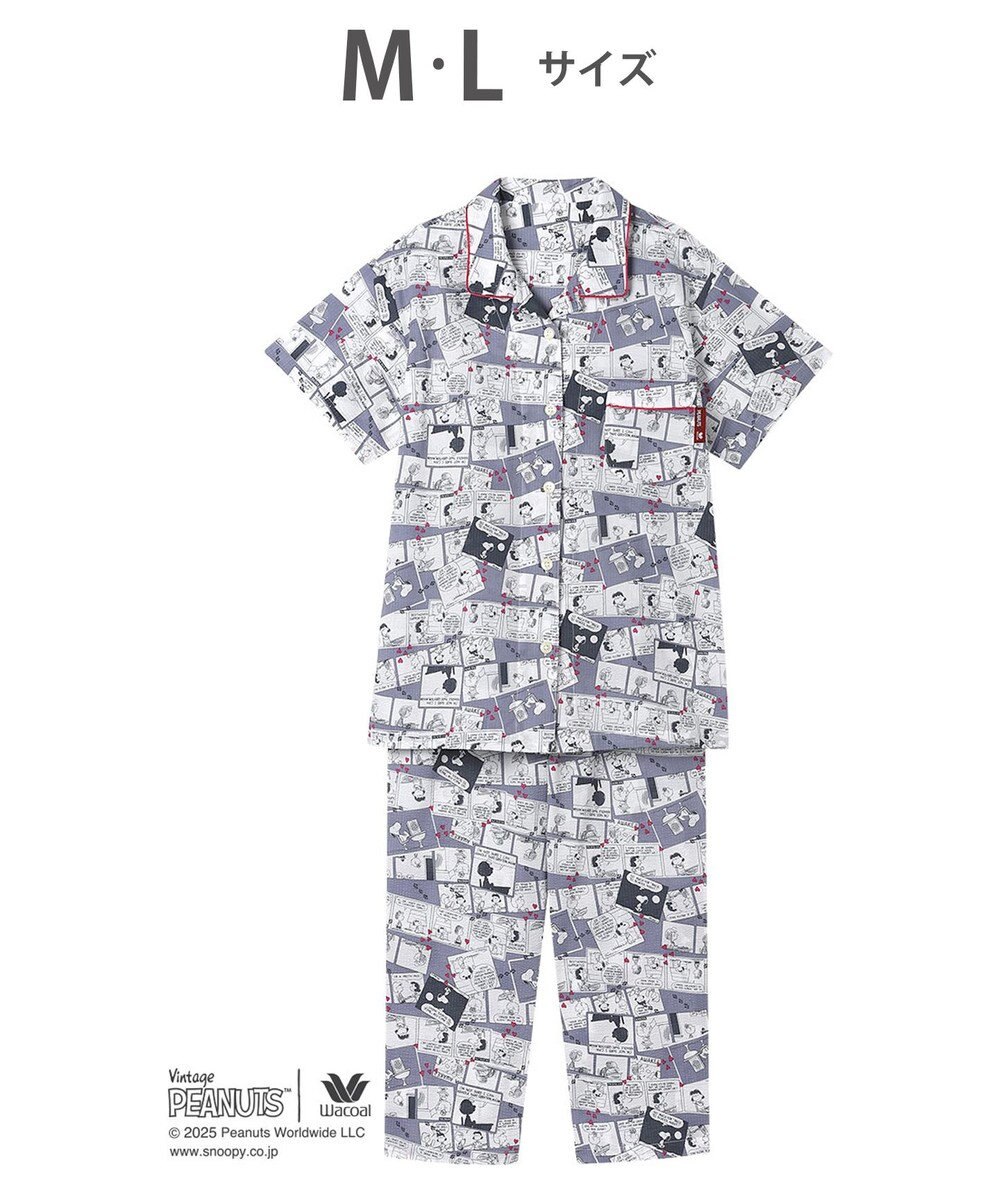 WACOAL ワコール_リラックス＆スリープ パジャマ 5分袖 半袖 8分丈 綿100%(本体) PEANUTS スヌーピー レディース FDT157 /ワコール 