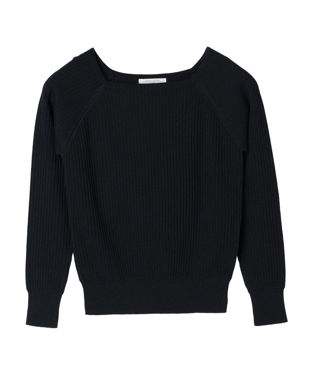 Green Parks 洗える　スクエアネックリブニットプルオーバー 