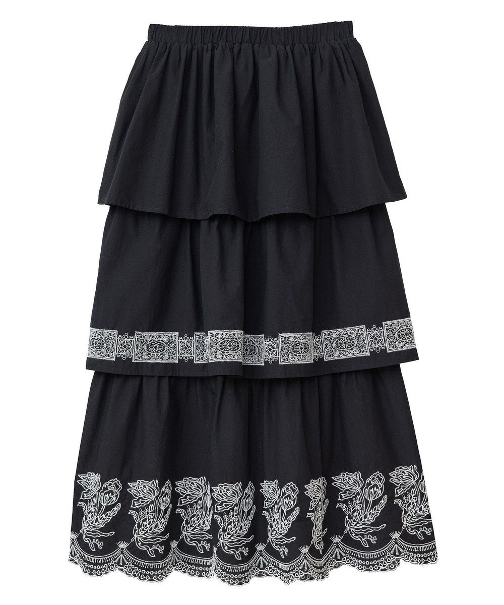 Green Parks ■ＥＳＣＡＲ　バイカラー刺繍ティアードスカート 