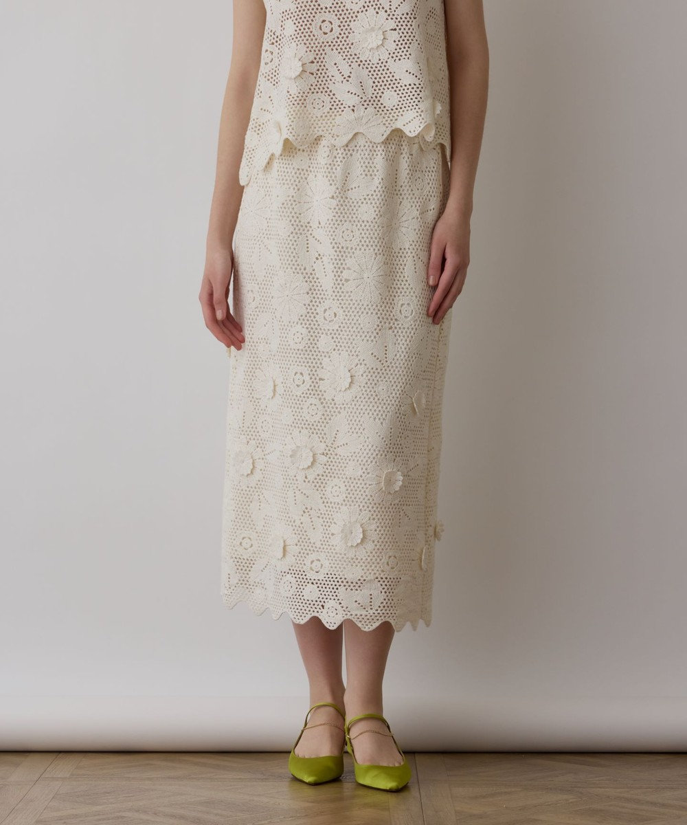 GRACE CONTINENTAL クロシュ刺繍スカート 