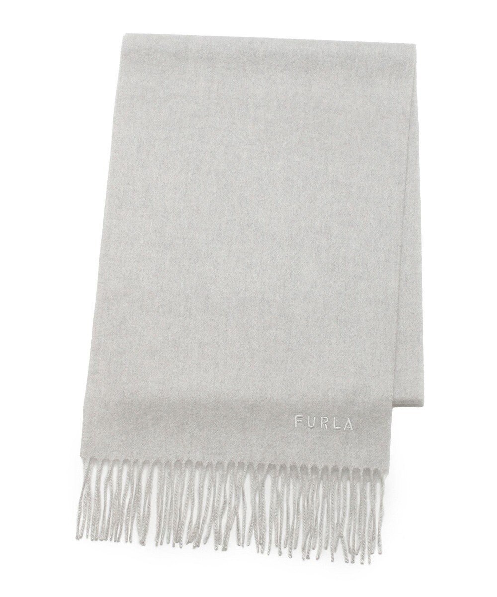 MOONBAT FURLA(フルラ）カシミヤ100％ 無地 マフラー ロゴ刺繍 手洗いOK 