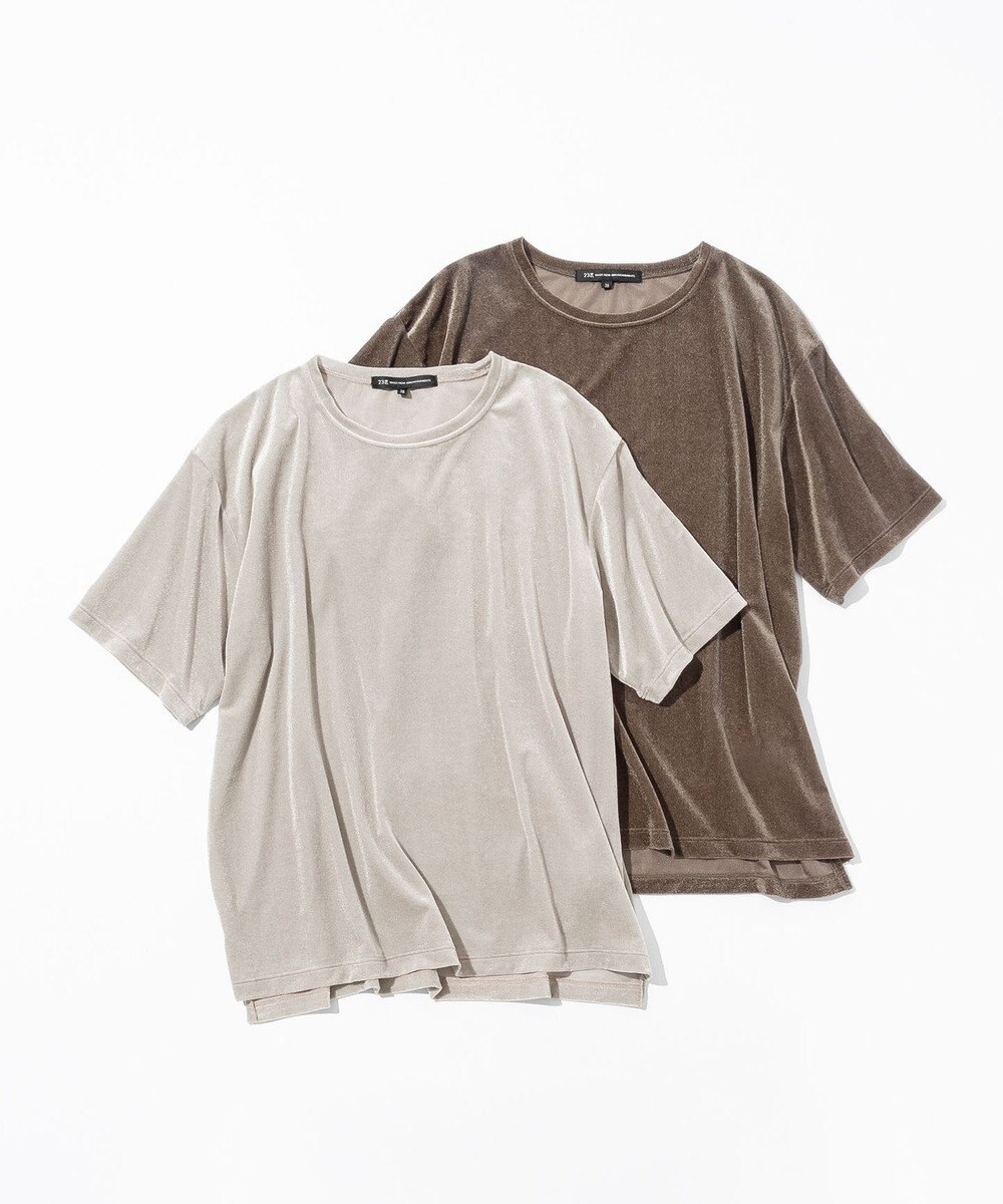 23区 【洗える】シアーベロア リラックス Tシャツ 