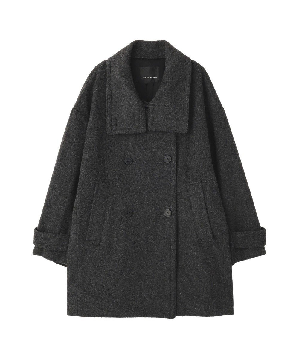 YECCA VECCA ウール混ミドル丈スタンドカラーコート 