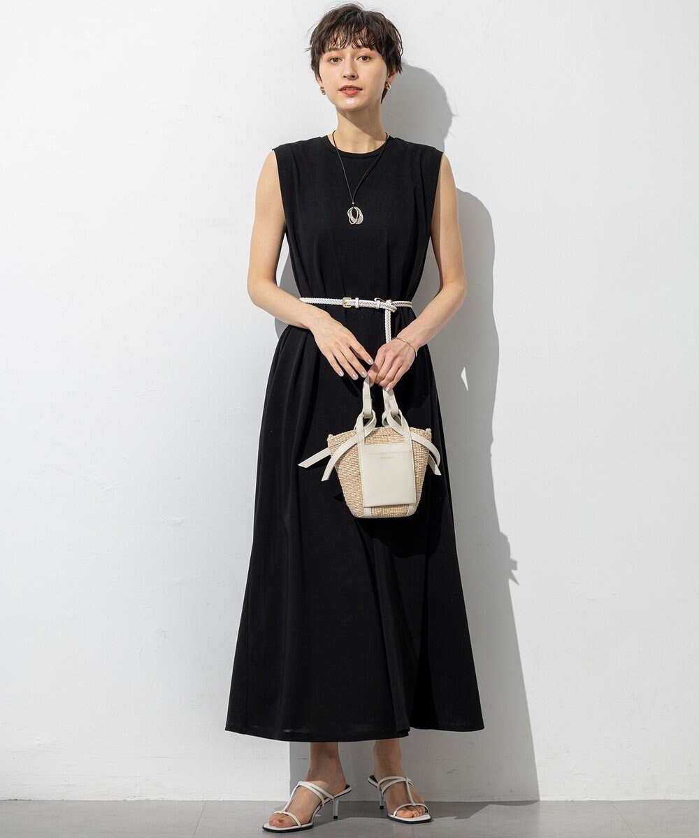 23区 L 【Oggi8月号掲載/接触冷感/洗える】ツイストコットンプレーティング スリーブレスワンピース 