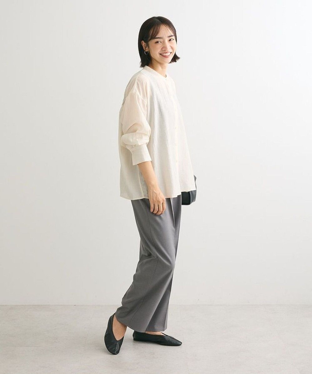 Green Parks バックシャンバンドカラーシャツ 