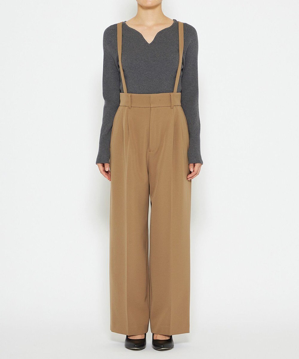 uncrave 【防しわ・UVカット・洗濯機洗い可】バルキーツイル ワイドパンツ(サスペンダー付き)（uncrave STANDARD） 