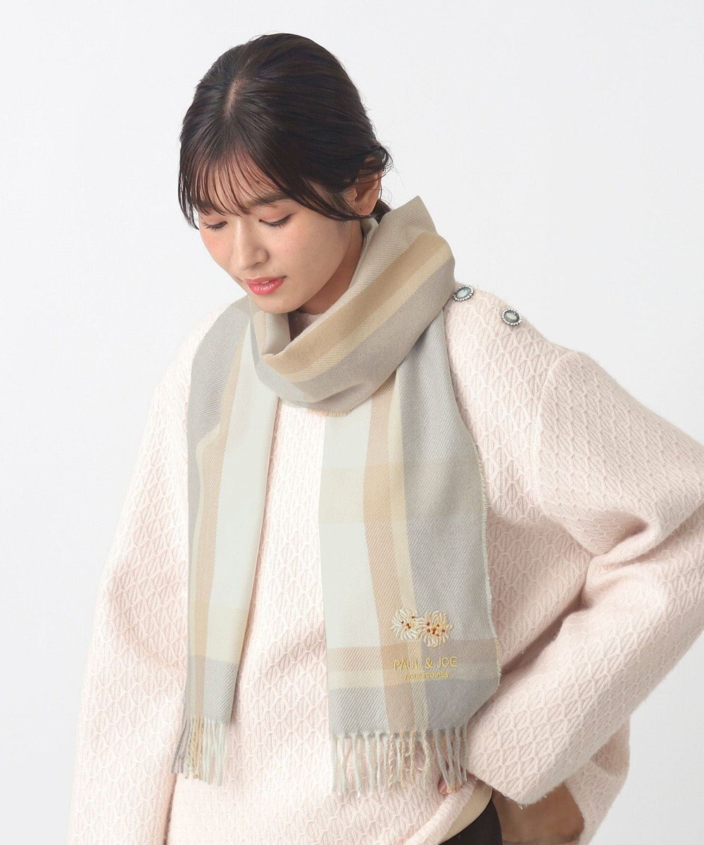 MOONBAT 【FUDGE11月号掲載】PAUL & JOE ACCESSOIRES クリザンテーム刺繍ムースタッチマフラー（パッケージ入り） 