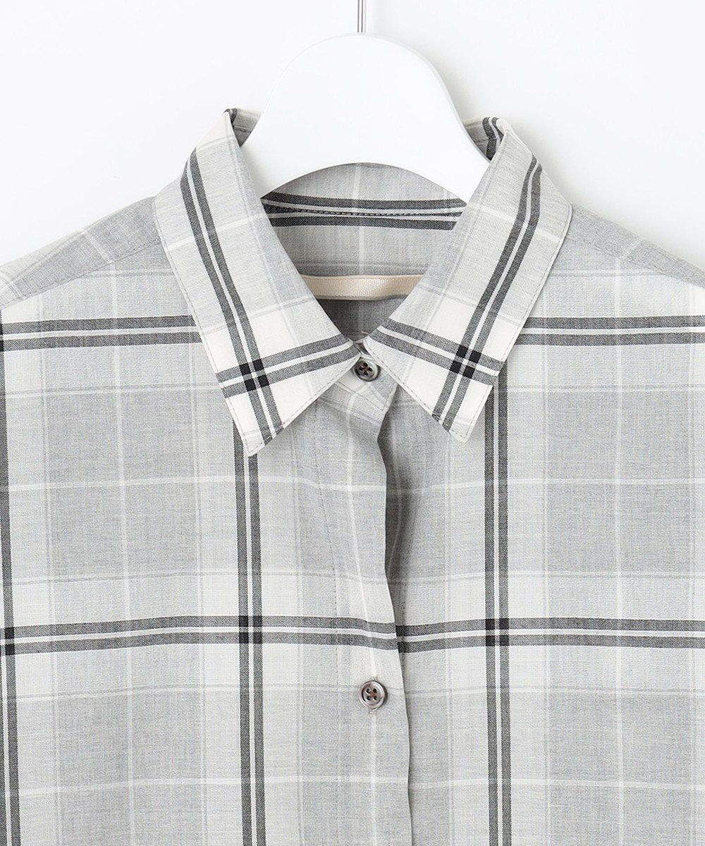 自由区 L 【セット可/洗える】オータムチェック ドロップショルダー ブラウス 