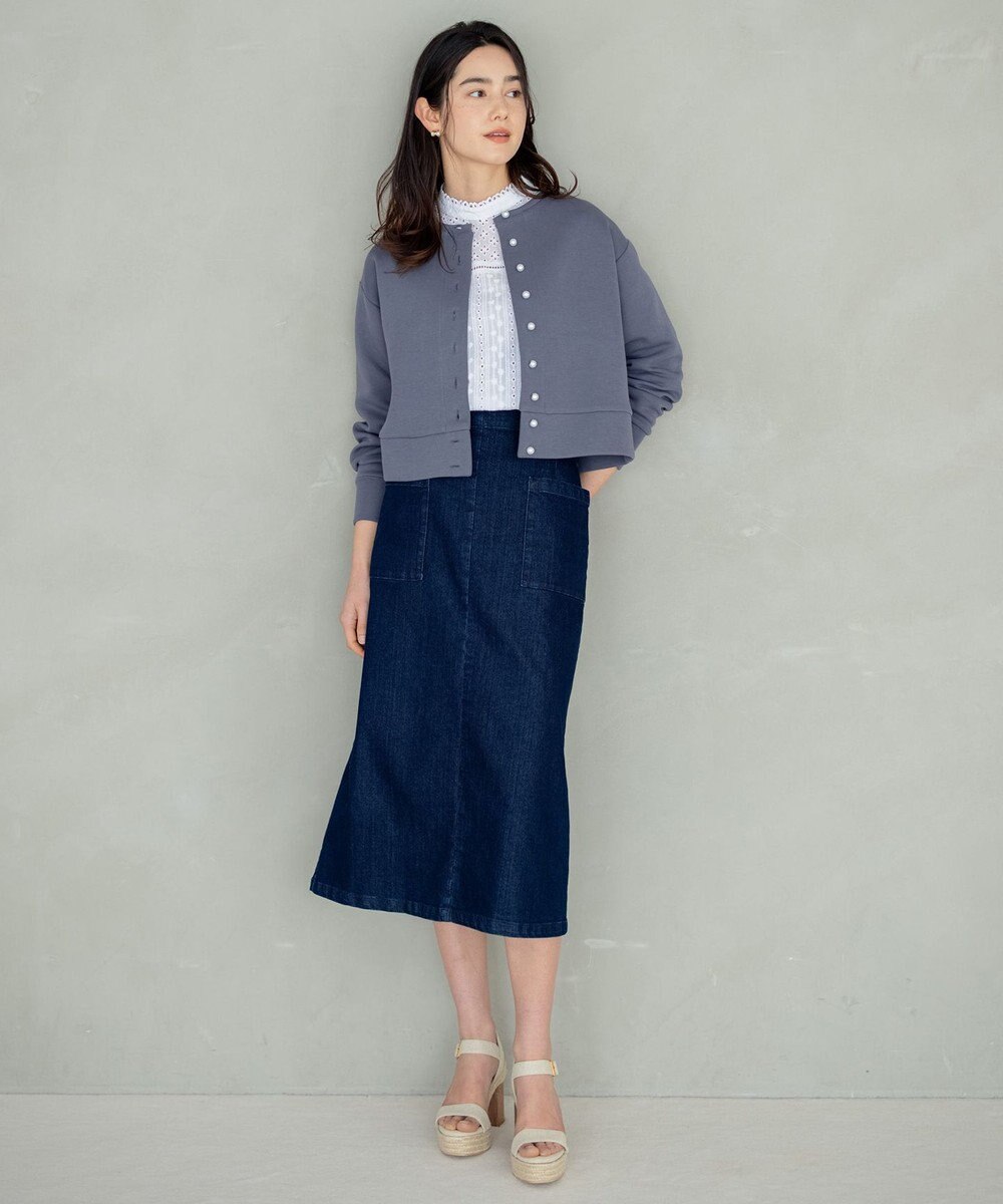 組曲 S 【パールボタン付き】ダンボールジャージー カーディガン 