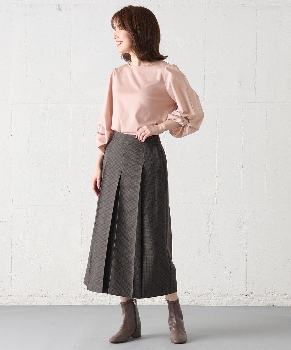 ANY 【洗濯機可能/ウエストゴム/ポケット付】ウーリッシュフラノボックスプリーツスカート 