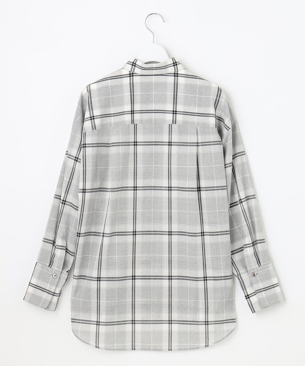 自由区 L 【セット可/洗える】オータムチェック ドロップショルダー ブラウス 