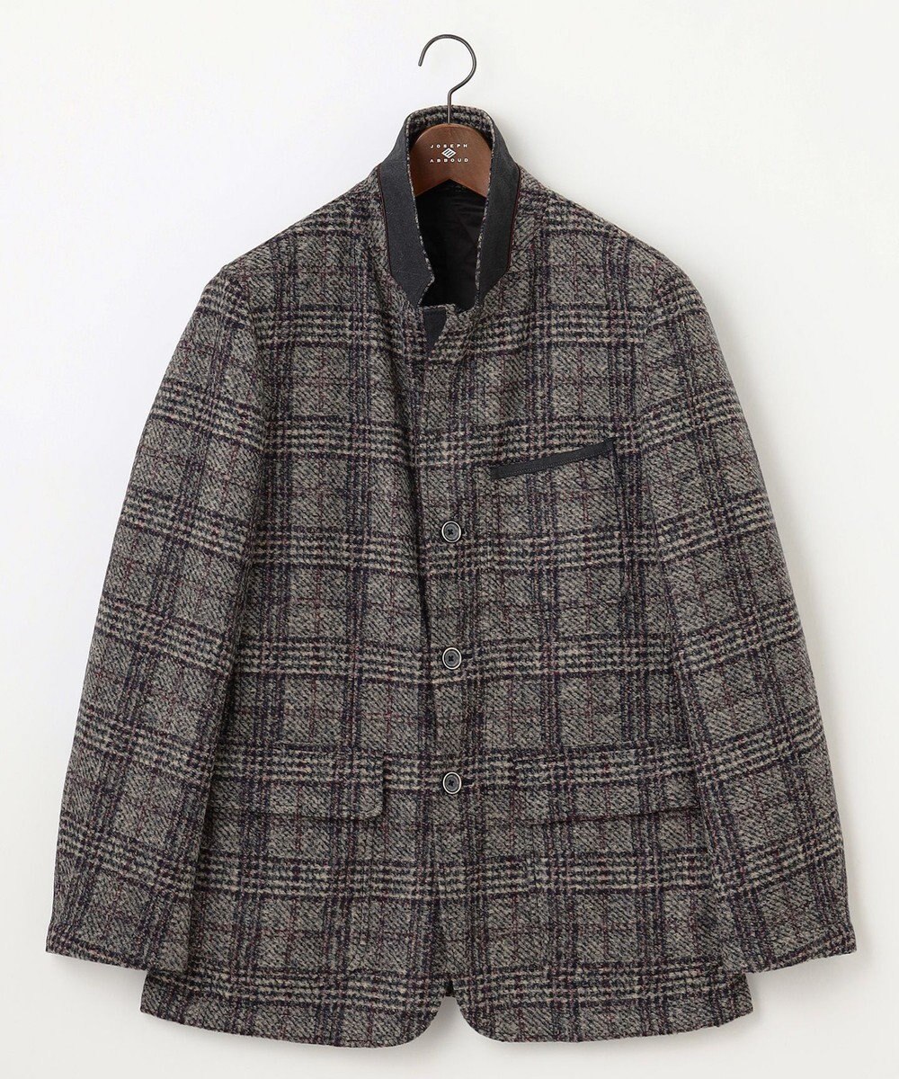JOSEPH ABBOUD 【イタリア素材/軽量/中綿キルト裏地】スライバーチェックジャージー ジャケット 