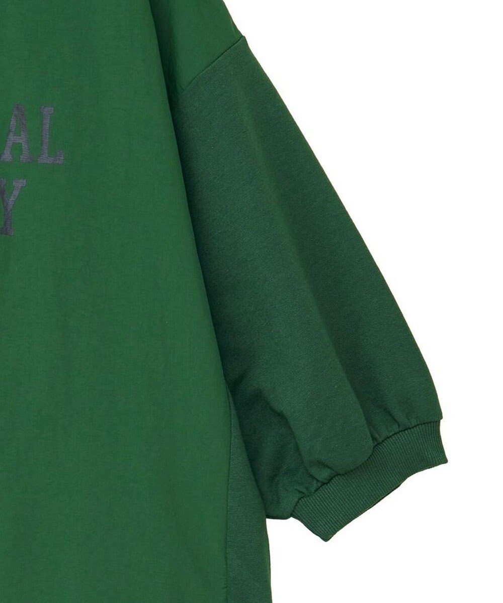 Green Parks ７分袖裏毛ドッキングロゴワンピース 