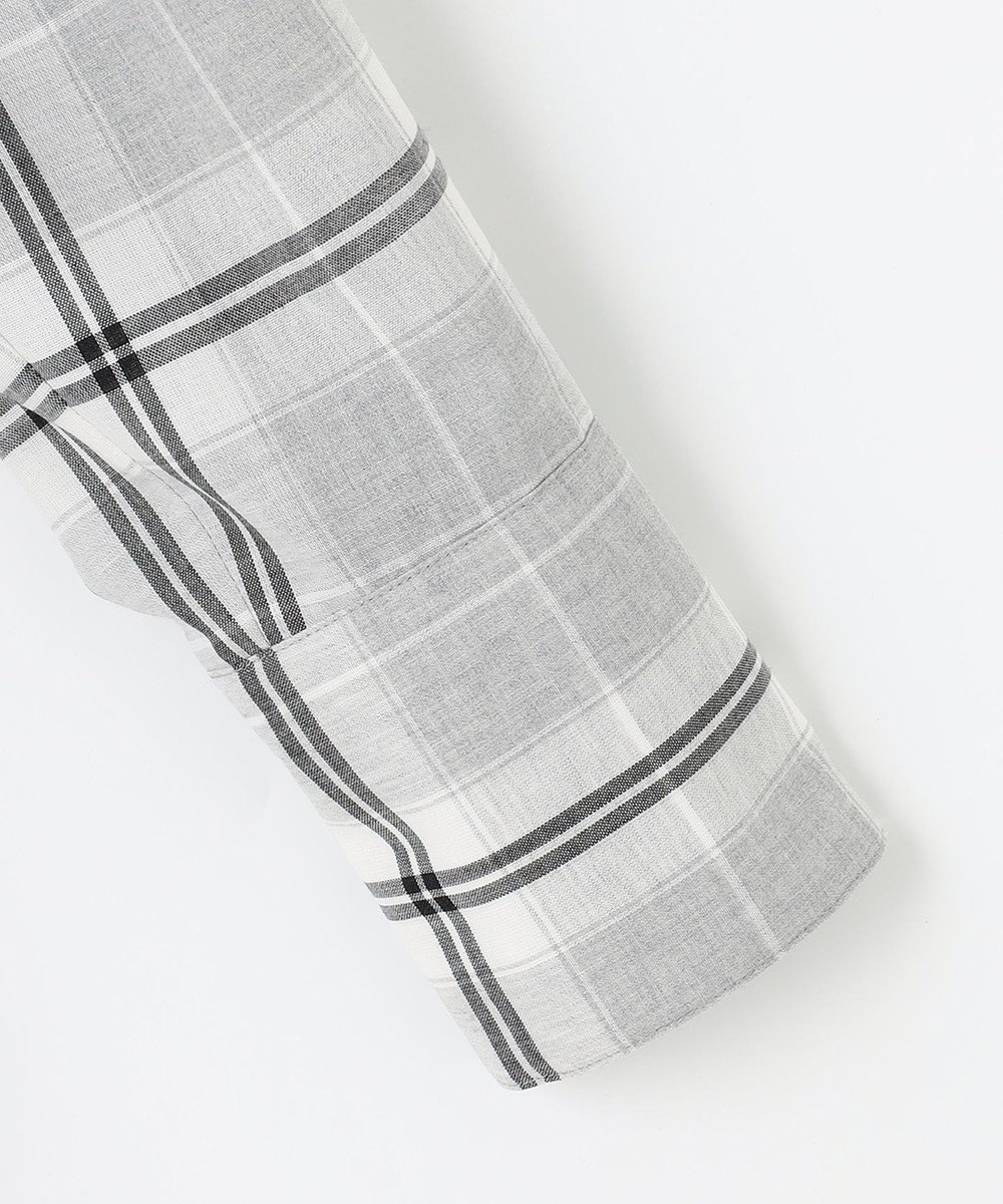 自由区 L 【セット可/洗える】オータムチェック ドロップショルダー ブラウス 