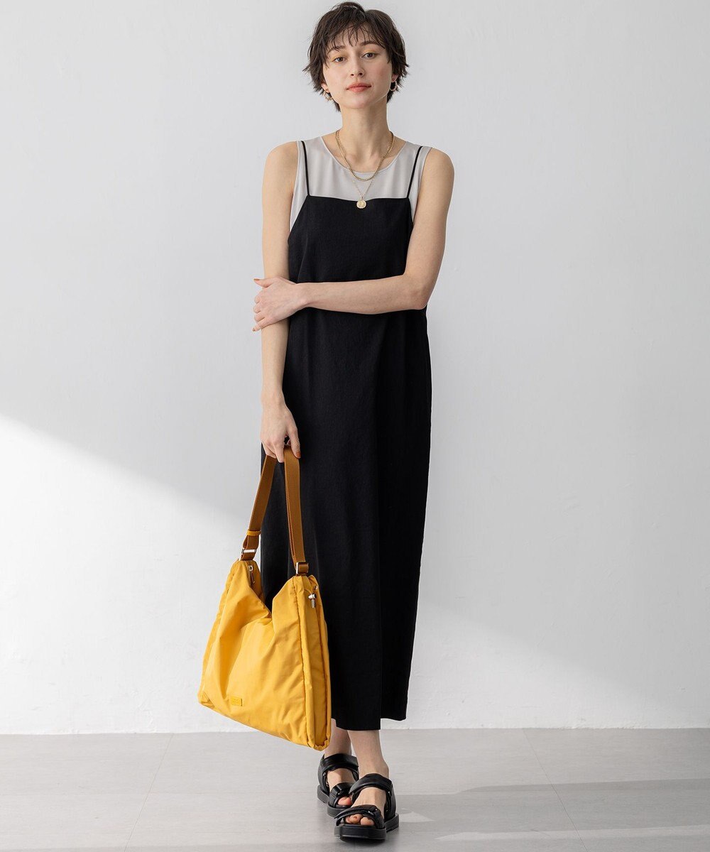23区 【洗える】リネンレーヨンストレッチ  Iライン キャミソール ワンピース 