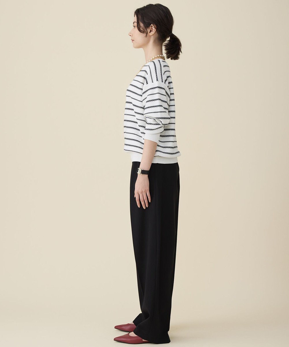 自由区 コットンポリミドルゲージボーダー ニット 