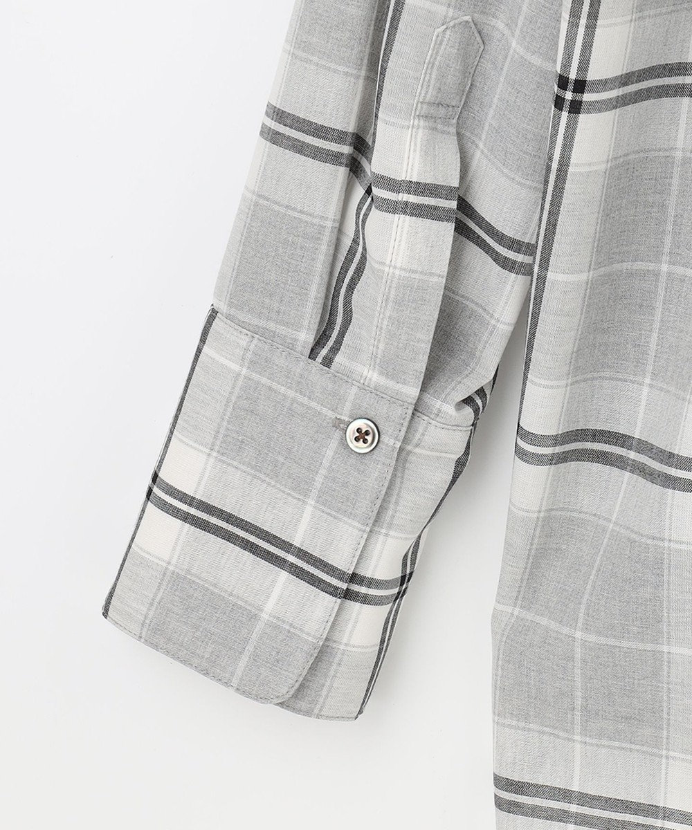 自由区 L 【セット可/洗える】オータムチェック ドロップショルダー ブラウス 