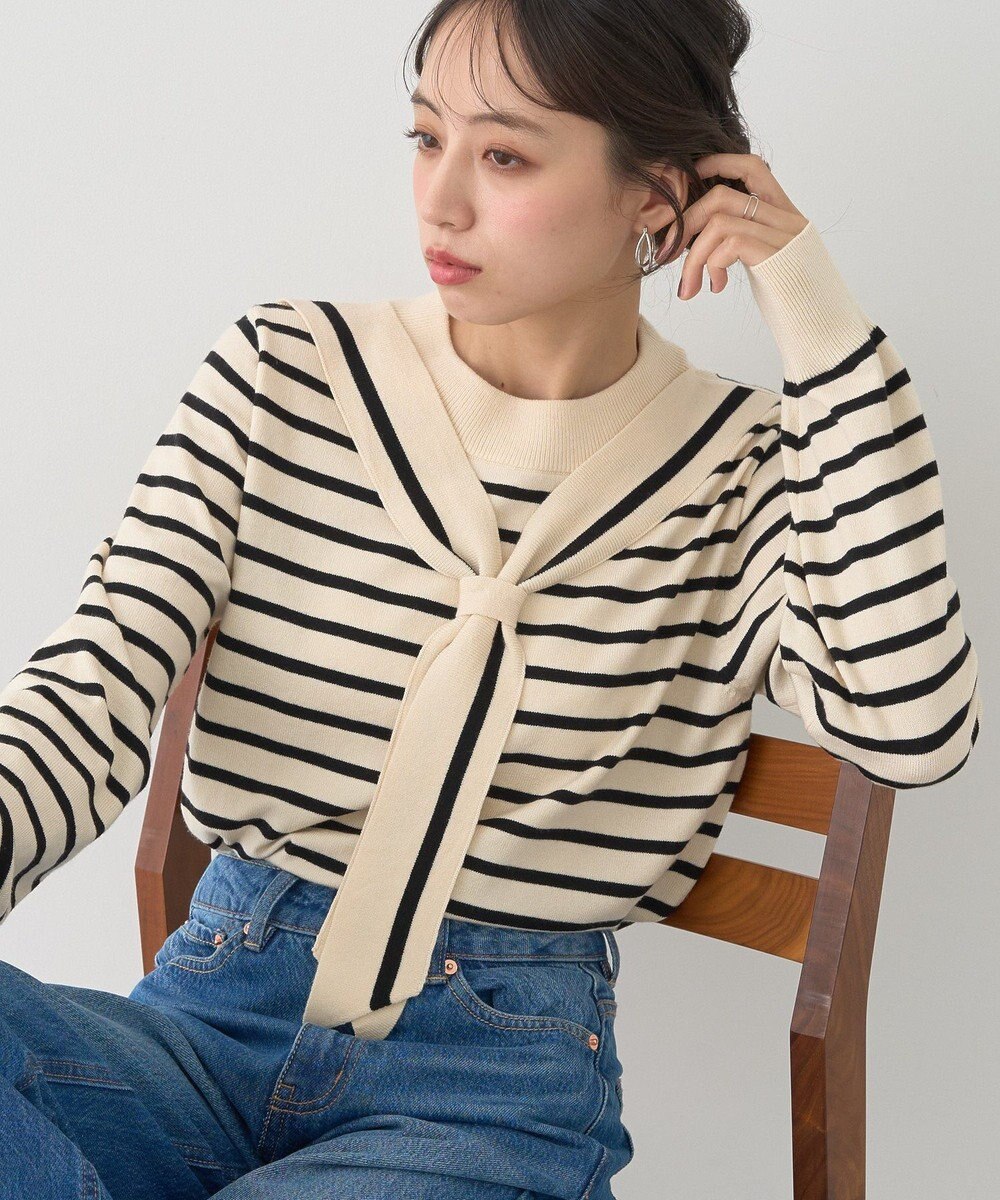 earth music&ecology ボウタイニットプルオーバー 